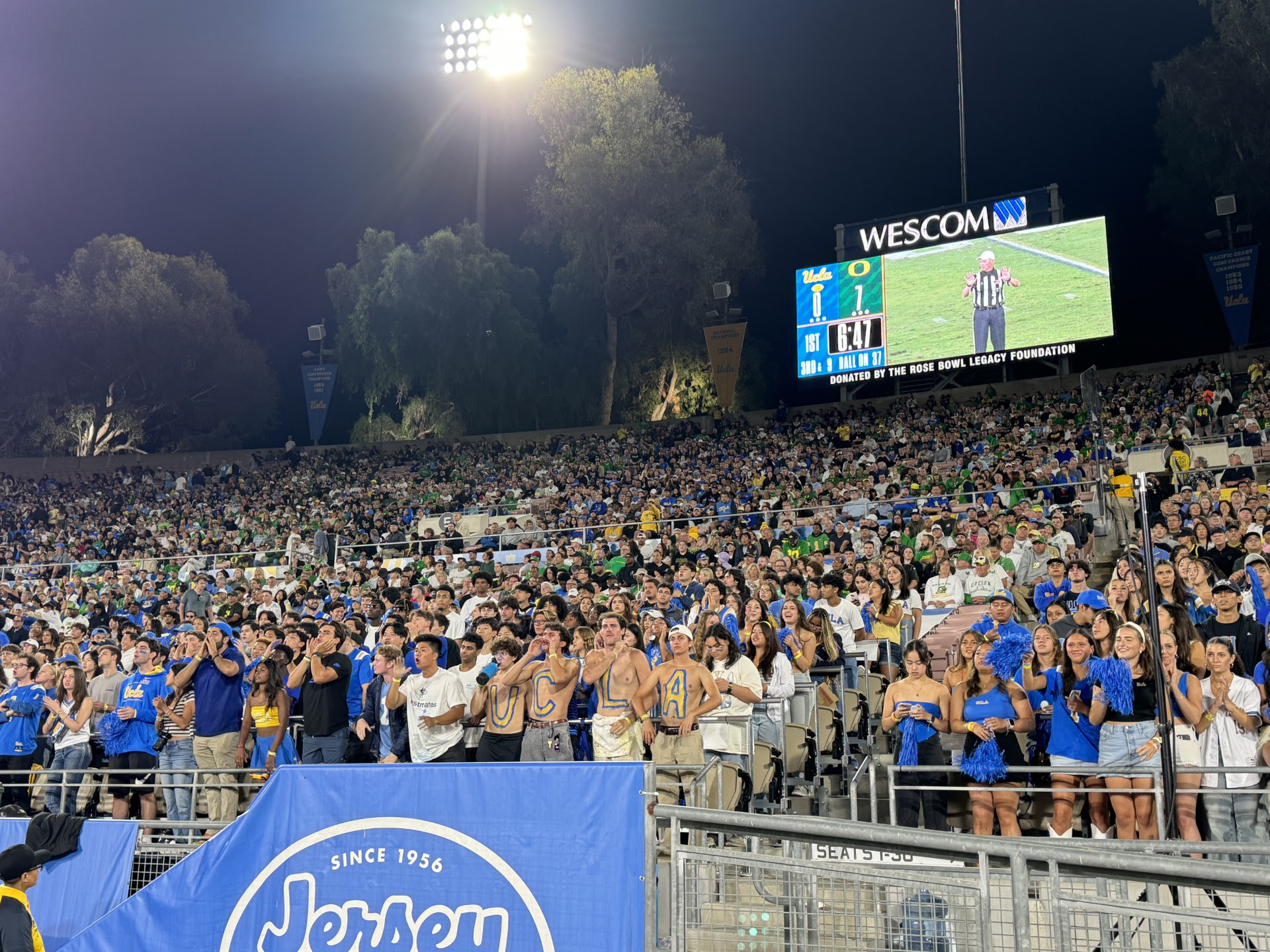 UCLA Students enjoying the new safe standing student section